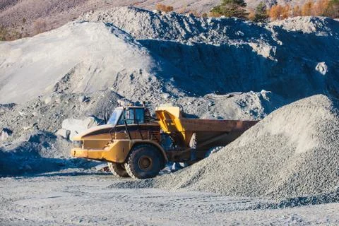 Construction site, process of new road construction with heavy vehicle at bui Foto stock