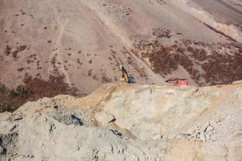 Construction site, process of new road construction with heavy vehicle at bui Stock Photos