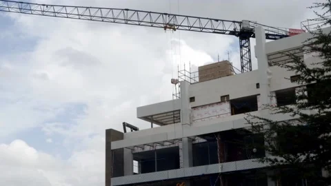 Construction site progress with cranes Stock Footage 162108304
