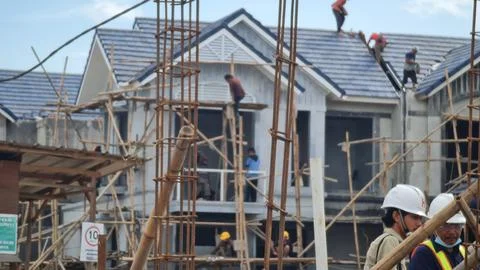 Construction Site of an On progress Housing Area Stock Photos