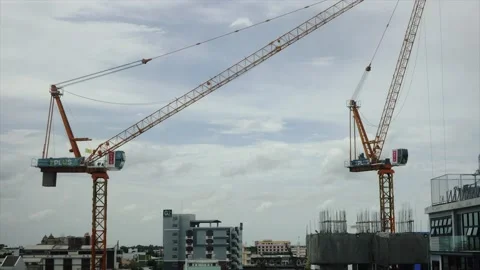 Construction site progress long term timelapse, skyscrapers under construction w Stock Footage 209131613