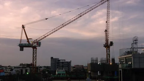 Construction site progress long term timelapse, skyscrapers under construction w Stock Footage 219721478
