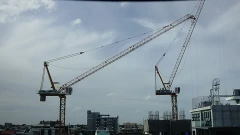 Construction site progress long term timelapse, skyscrapers under construction w Stock Footage 220201818