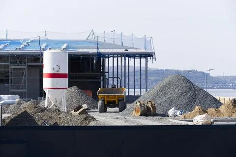 Construction site in progress with scaffolding at new leisure development Stock Photos
