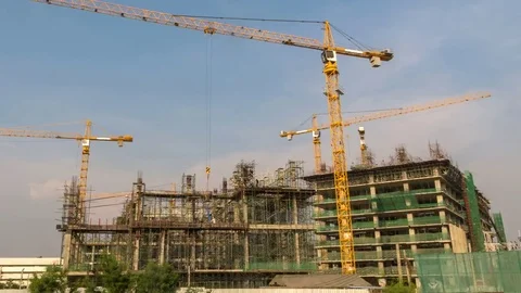 Construction site progress start to finish long term timelapse, HD Time lapse Stock Footage