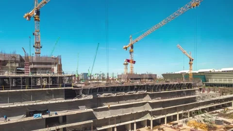 Construction site progress start to finish complete long term time lapse Stock Footage 303357378