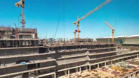 Construction site progress start to finish complete long term time lapse Stock Footage 309226461