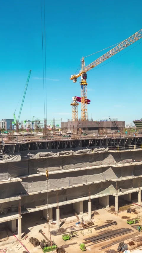 Construction site progress start to finish complete long term time lapse Stock Footage 311877001