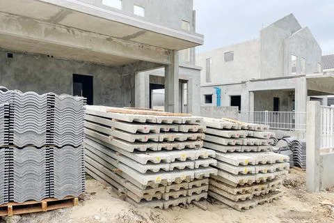 Construction site of property projects during construction show precast hou.. Foto stock