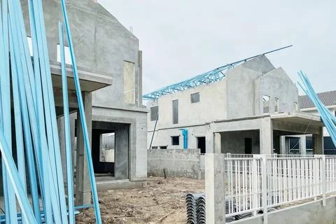 Construction site of property projects during construction show precast hou.. Stock Photos