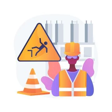 Construction site protection abstract concept vector illustration. Ilustración de archivo