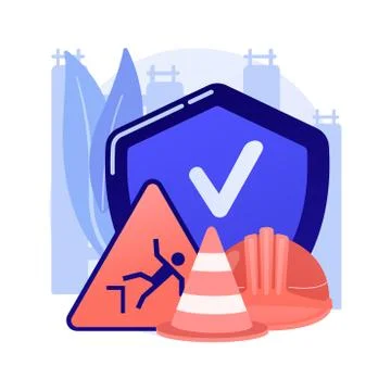 Construction site protection abstract concept vector illustration. Ilustración de archivo