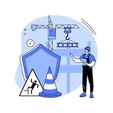 Construction site protection abstract concept vector illustration. Ilustración de archivo
