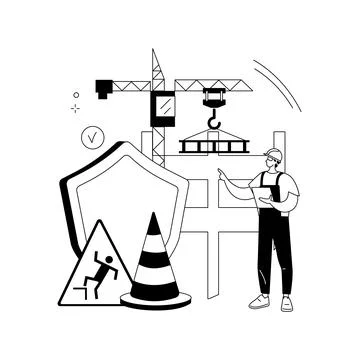 Construction site protection abstract concept vector illustration. Stock Illustration