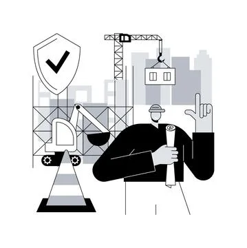 Construction site protection abstract concept vector illustration. Illustrazione stock