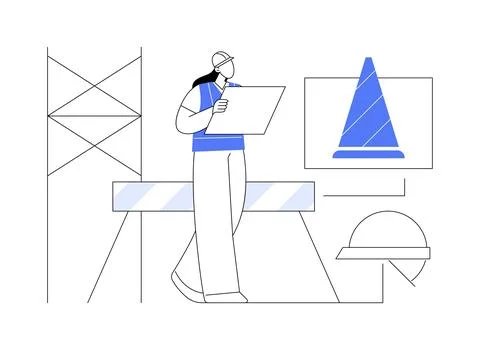 Construction site protection abstract concept vector illustration. Ilustración de archivo