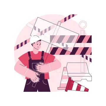 Construction site protection abstract concept vector illustration. Ilustración de archivo