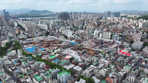 Construction Site Raemian One Perla Apartment Bangbae Dong Seocho Gu Seoul K Vídeo Stock 296081995