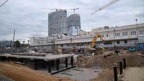 Construction site of railway station platform Stock Footage 242359283