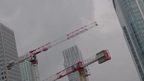 Construction site on a rainy day Stock Footage 147687566
