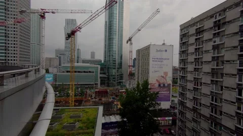 Construction site on a rainy day Stock Footage 147687924