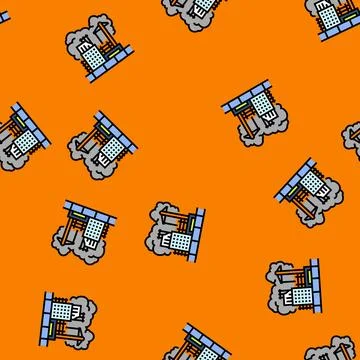 Construction site raising dust clouds vector seamless pattern 스톡 일러스트