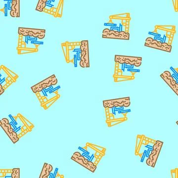 Construction site raising dust clouds vector seamless pattern 库存插图
