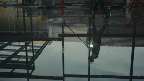 Construction Site: Reflection in standing water Stock Footage 224960108