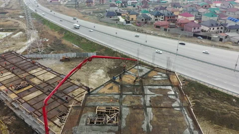 Construction site of residential complex building aerial Stock Footage 144328205
