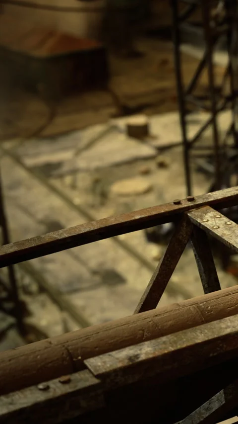 Construction site reveals intricate details and raw beauty of building process Stock Footage 334257595