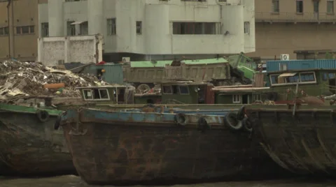 Construction site on river Stock Footage 38177065