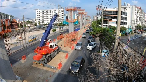 Construction site on the road Stock Footage 112399941