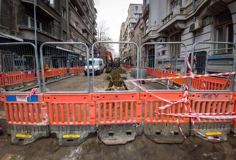 Construction site on a road 库存照片