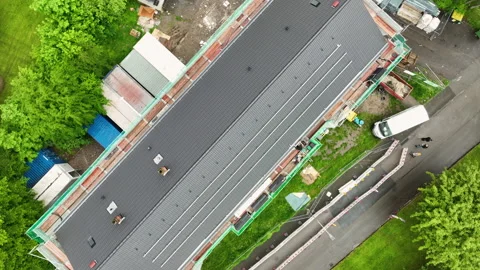 Construction site - roof work Stock Footage 241022943