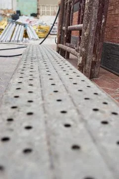 Construction site with rubble in the background Stock Photos