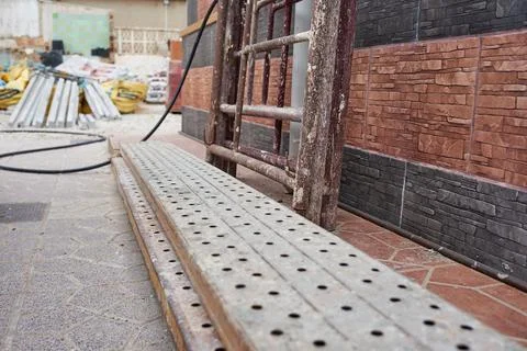 Construction site with rubble in the background Stock Photos