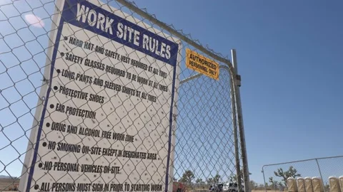 Construction Site Rules: Pan Right Stock Footage 143511870