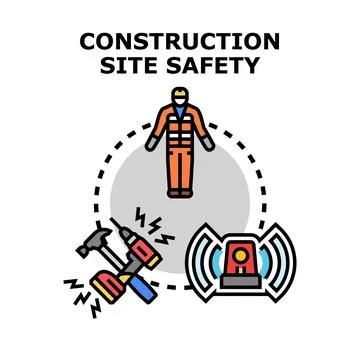 Construction site safety ensuring worker protection and hazard prevention Stock Illustration