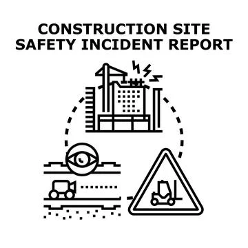 Construction site safety incident report concept Stock Illustration