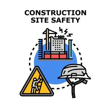 Construction site safety rules and protecting workers Stock Illustration