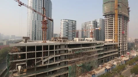 Construction site in Sanlitun Area of Beijing Stock Footage 203151944