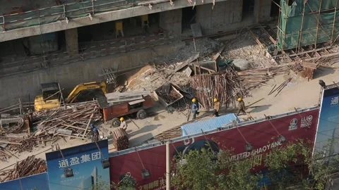 Construction Site in Sanlitun Area of Beijing Stock Footage 203153885