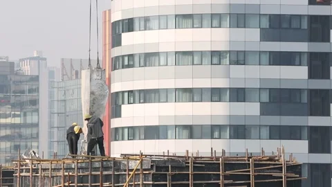Construction Site in Sanlitun Area of Beijing Stock Footage 203158121