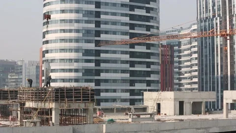 Construction Site in Sanlitun Area of Beijing Stock Footage 203158661