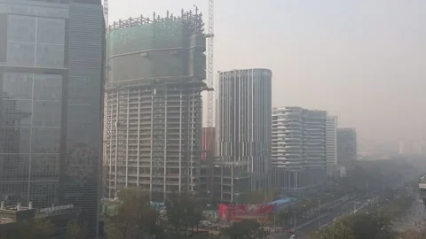 Construction site in Sanlitun in Beijing Stock Footage 203146845