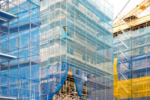 Construction site with scaffolding Stock Photos