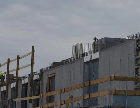 Construction Site Scene with Concrete Structure Under Development Stock Photos