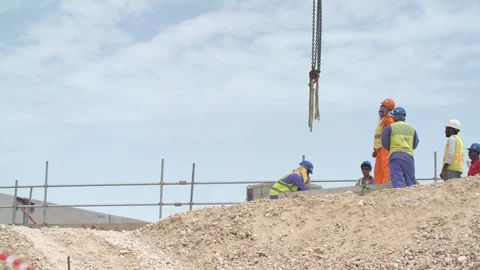 Construction site sequences in Qatar during boom Stock Footage 105804861