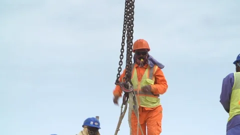 Construction site sequences in Qatar during boom Stock Footage 105805055