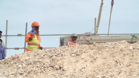 Construction site sequences in Qatar during boom Stock Footage 105907742